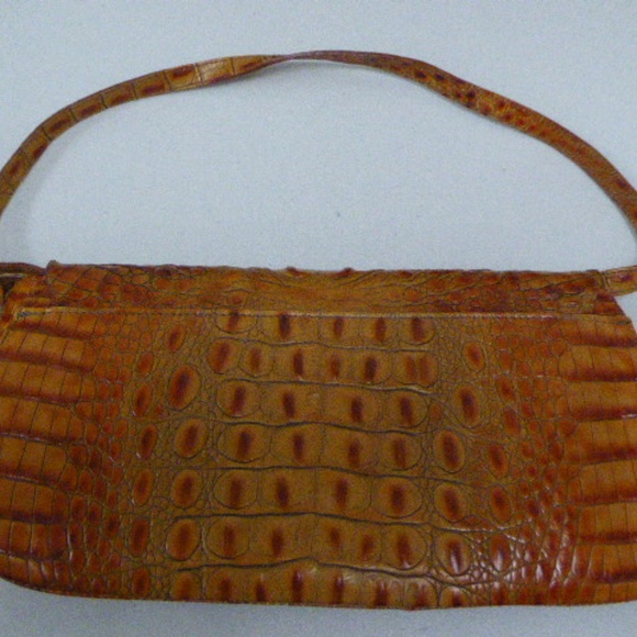 BRAHMIN CROCODILE LEATHER BAG convertible handle CLUTCH purse - Picture 5 of 8